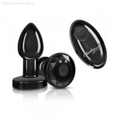 Cheeky Charms - Rechargeable Vibrating Metal Butt Plug with Remote Control - Black-French Quarter Lingerie